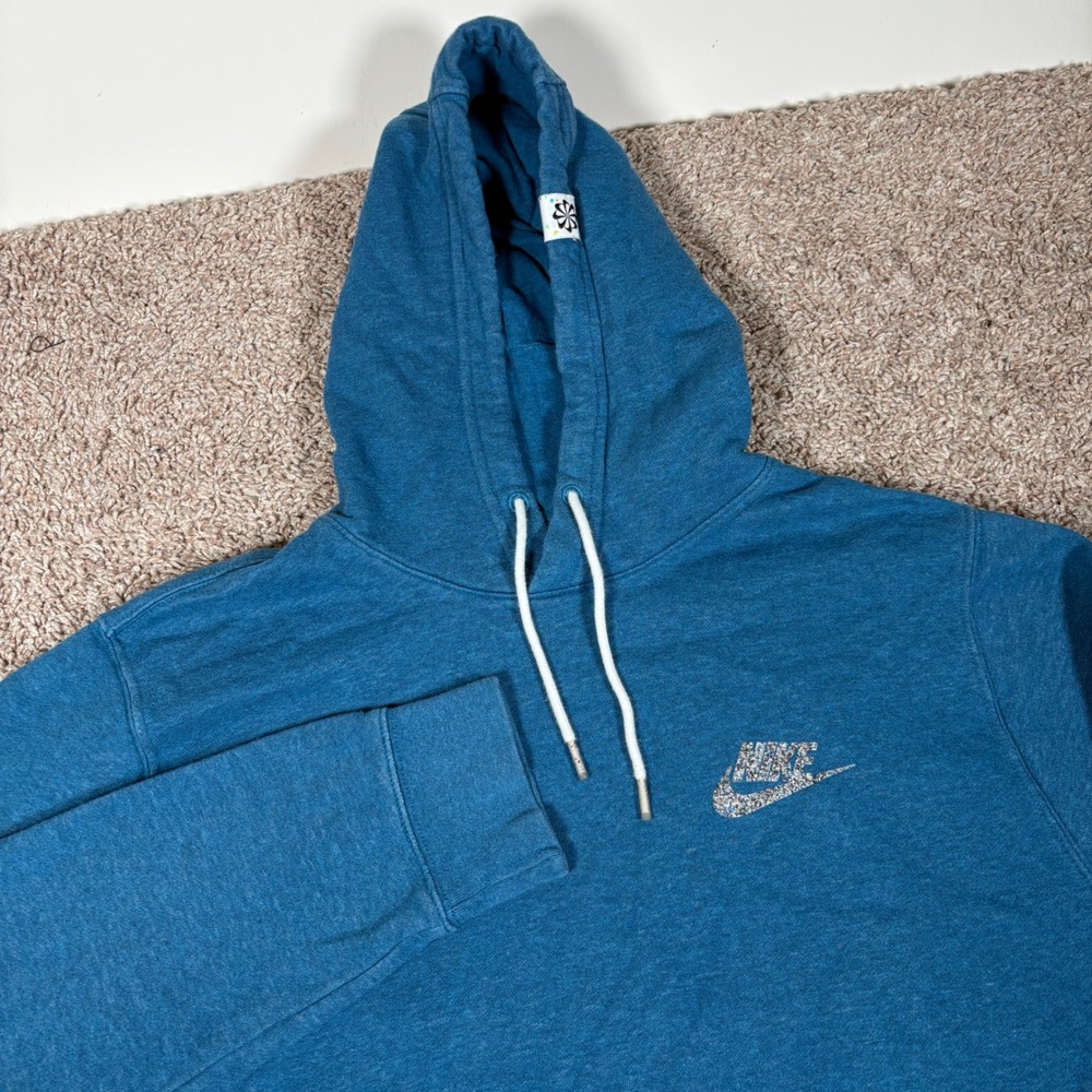 Nike Mens Move to Zero Speckled Logo Hoodie Blue Heather DM5624-404 Size Large